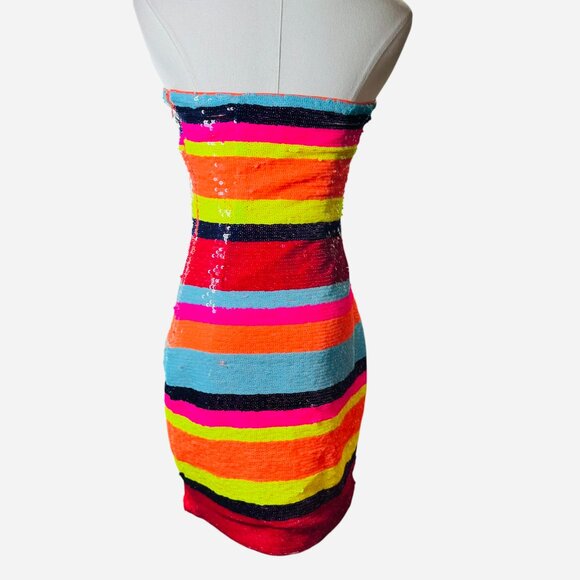 Ramy Brook Winnie Strapless Sequin Mini Dress Size 4 NWT | Multicolor Rainbow - Picture 2 of 15
